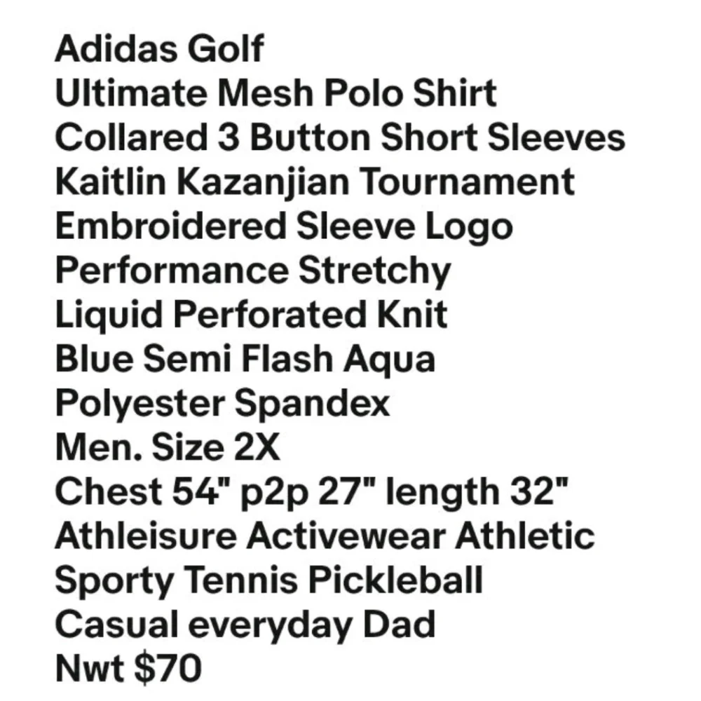 Adidas Golf Ultimate Mesh Polo Shirt Sz 2X Semi Flash Aqua Tennis Pickleball Nwt